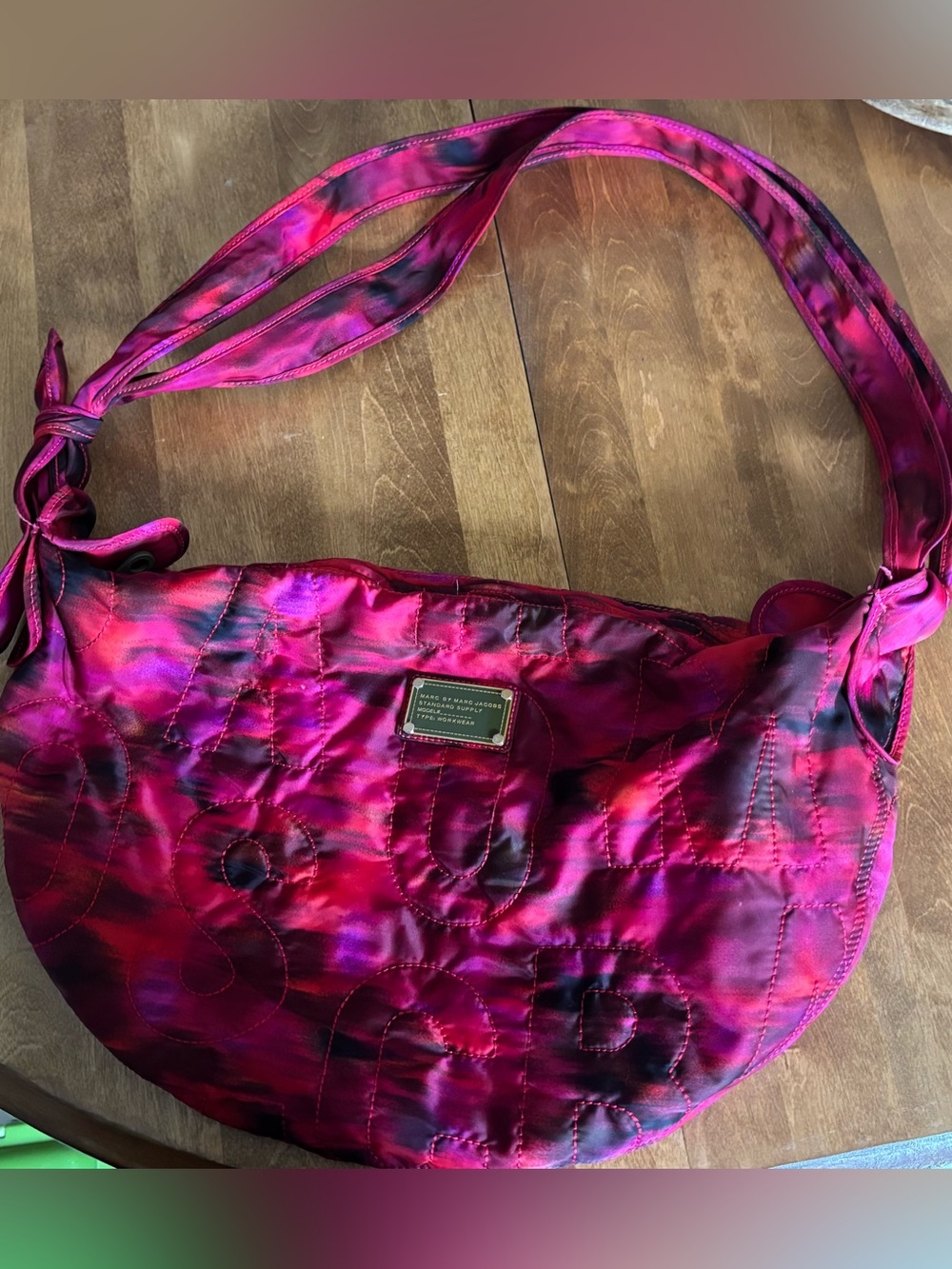 Marc by Marc Jacobs Fuchsia and Black Quilted Nylon Hobo Bag